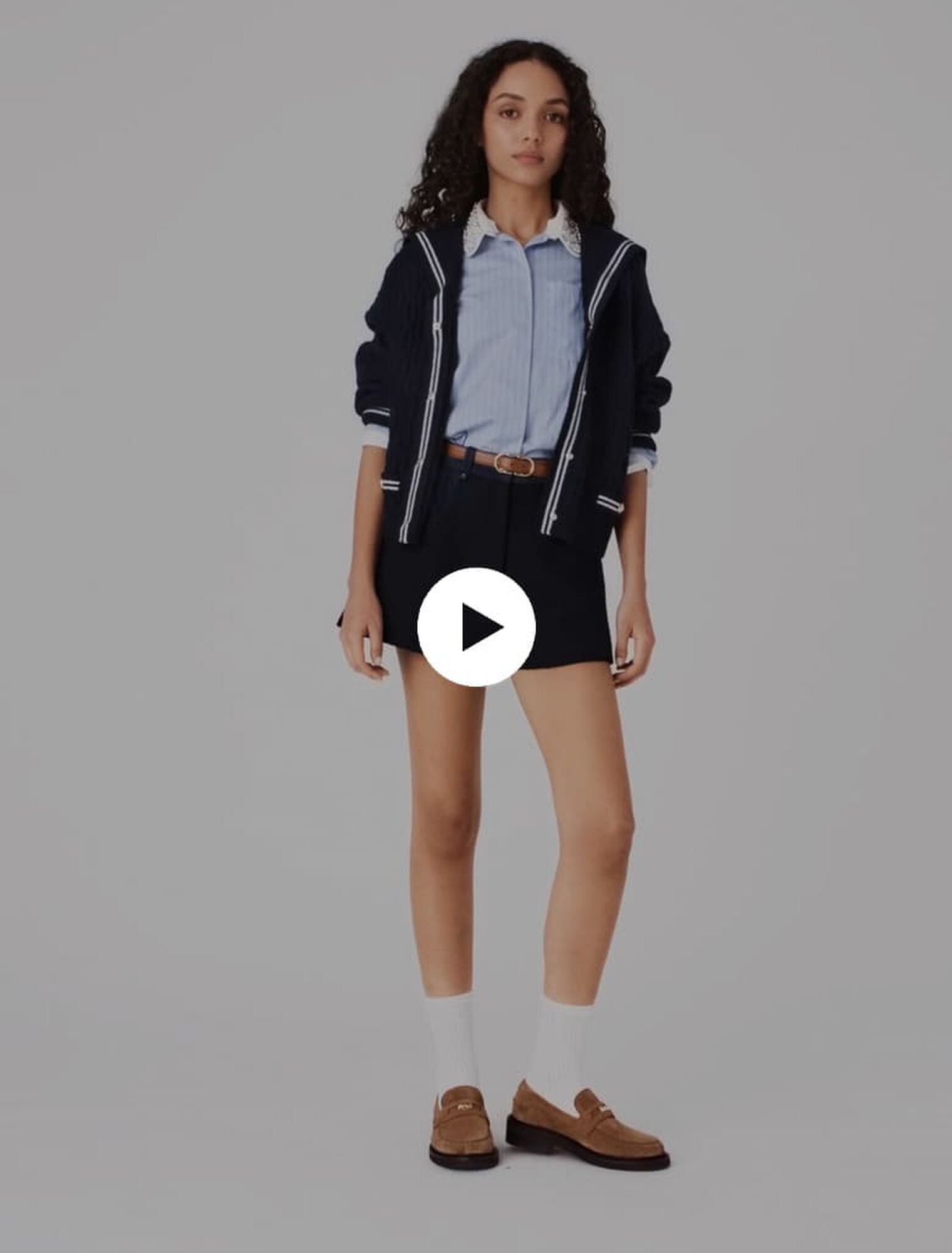 Tweed-Shorts mit Denim-Details