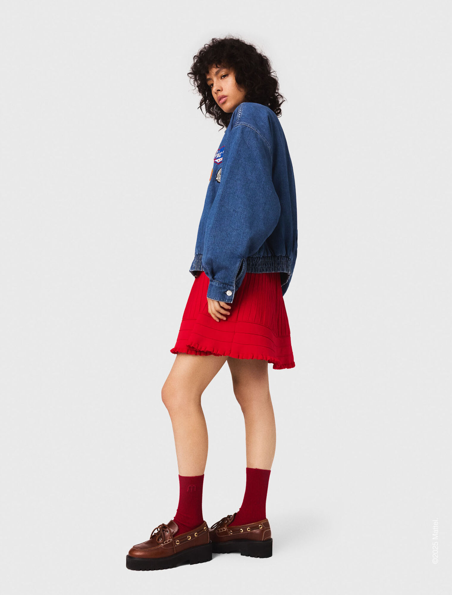 Oversize-Denimjacke mit Stickerei