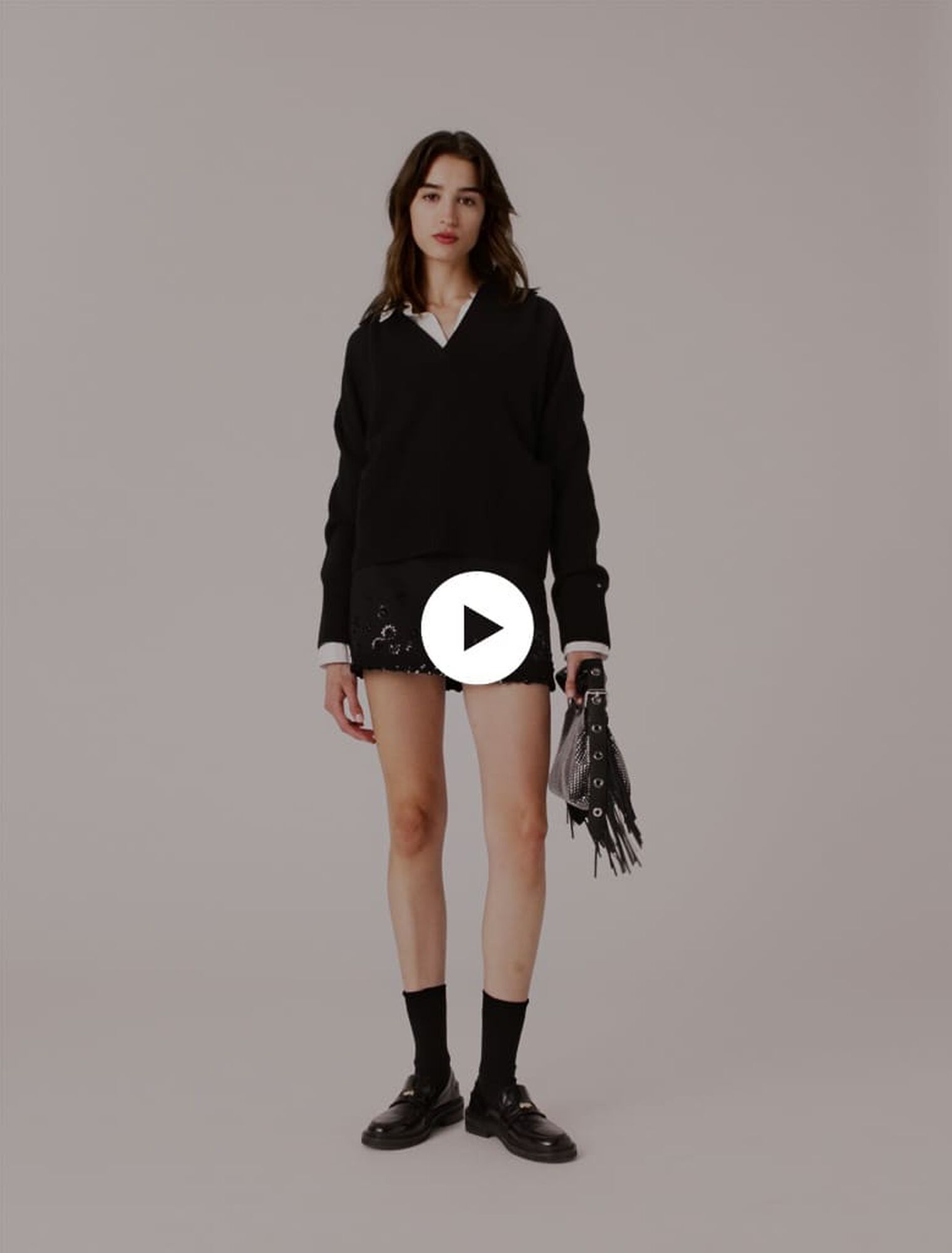 Pullover mit offenem Polokragen