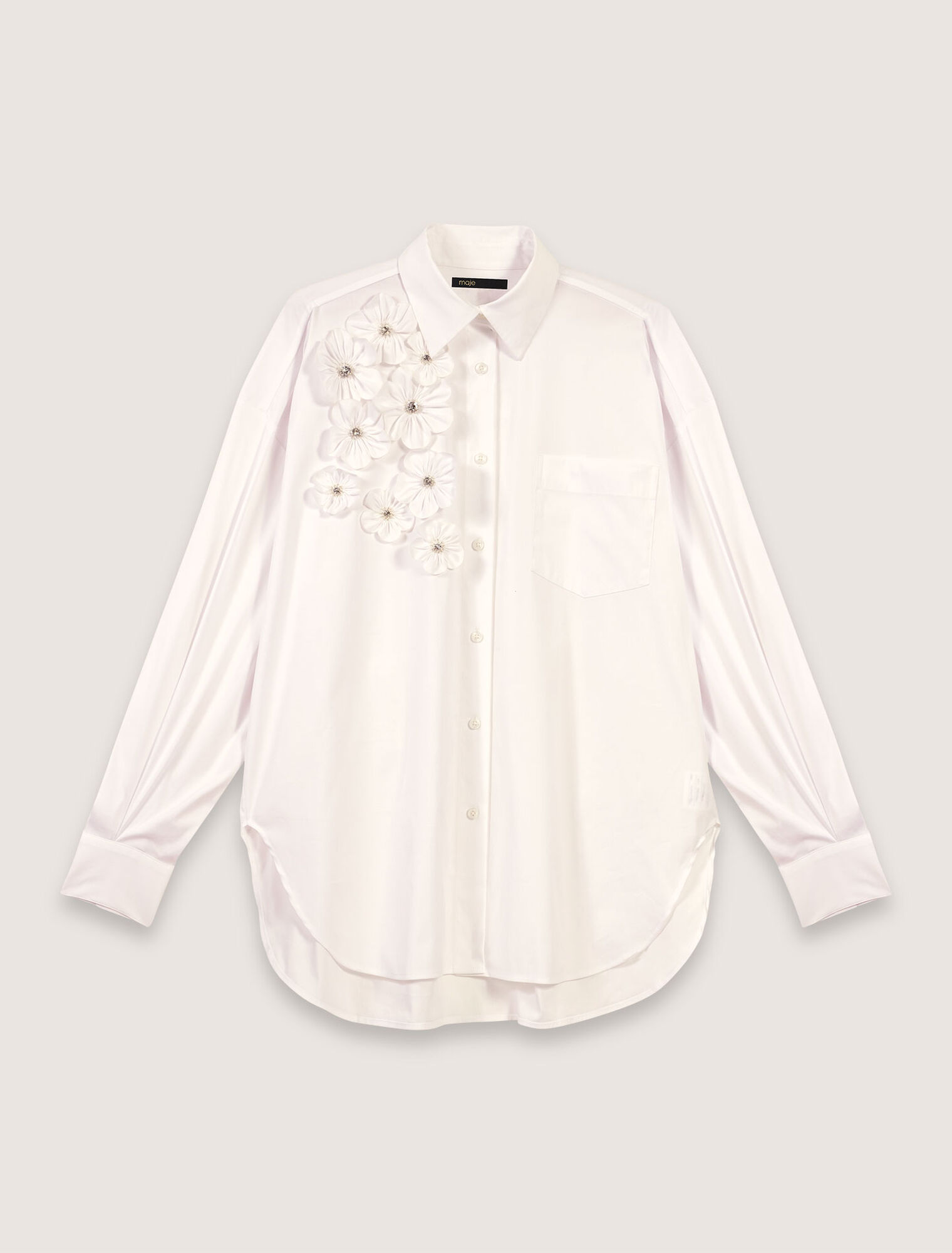 Lange Bluse mit Blumenstickerei