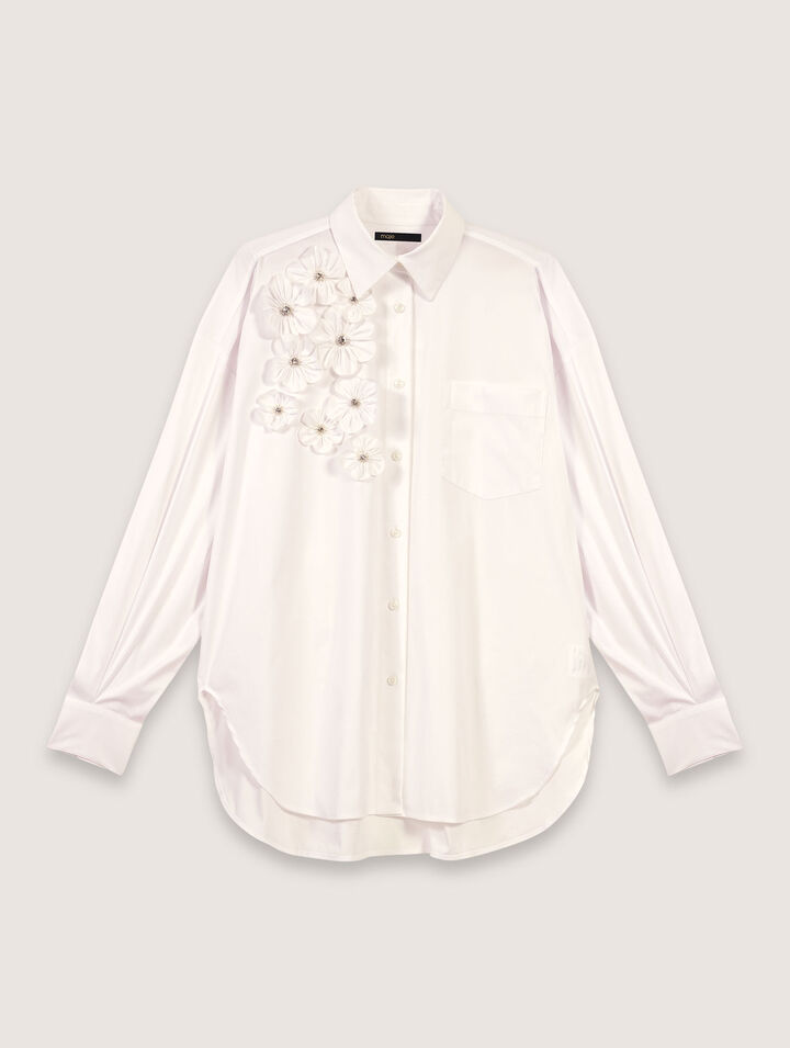Lange Bluse mit Blumenstickerei