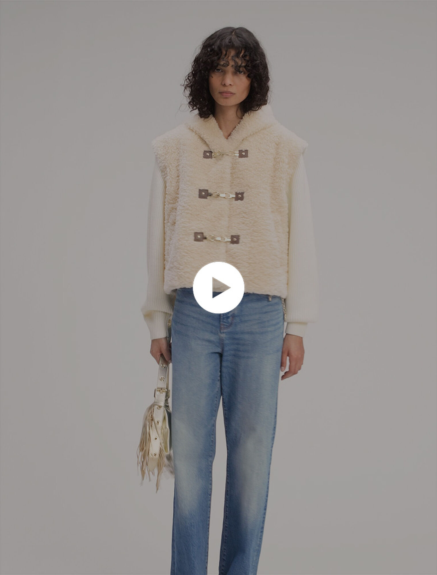 Bi-Material-Blouson aus Kunstpelz