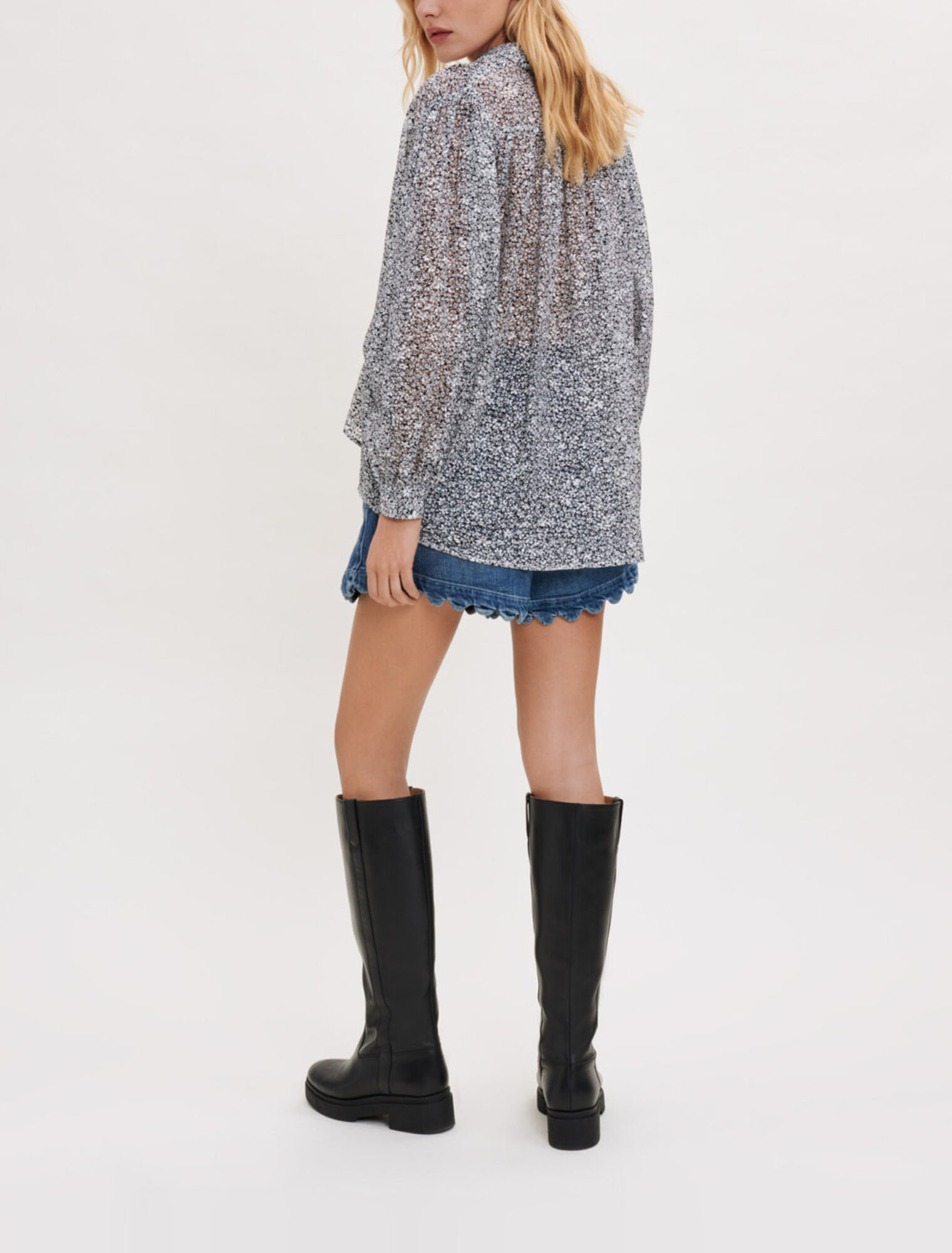 Gekipptes Hemd aus bedrucktem Jacquard
