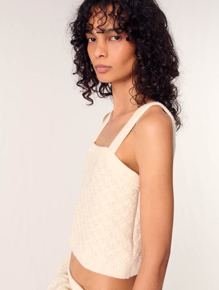 Kurzes Strick-Top mit Tweed-Effekt