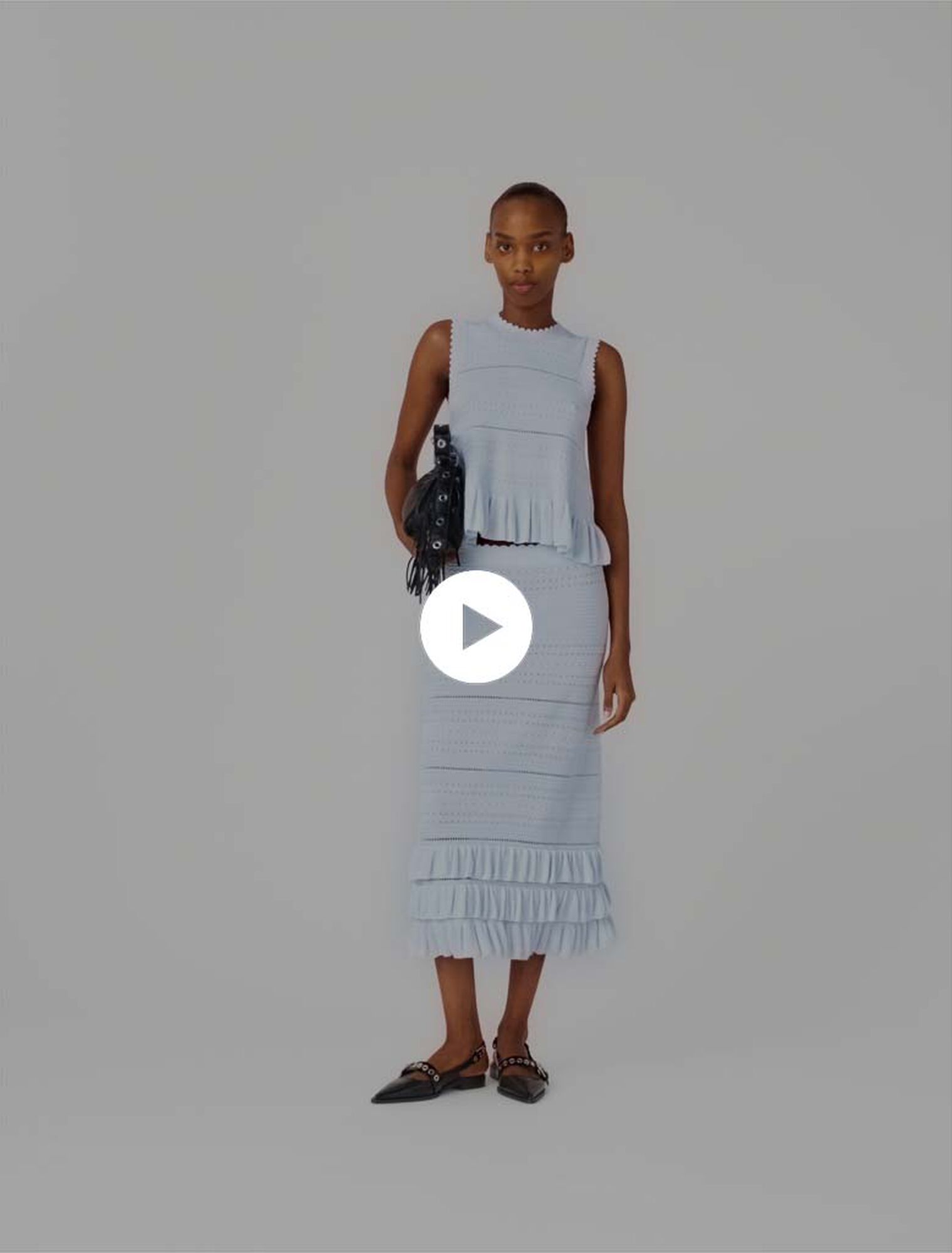 Langer Strickrock mit Volants