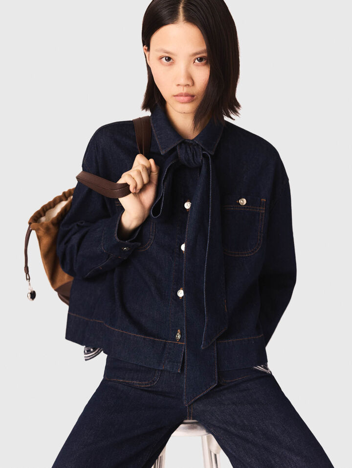 Jeanshemd mit Lavallière