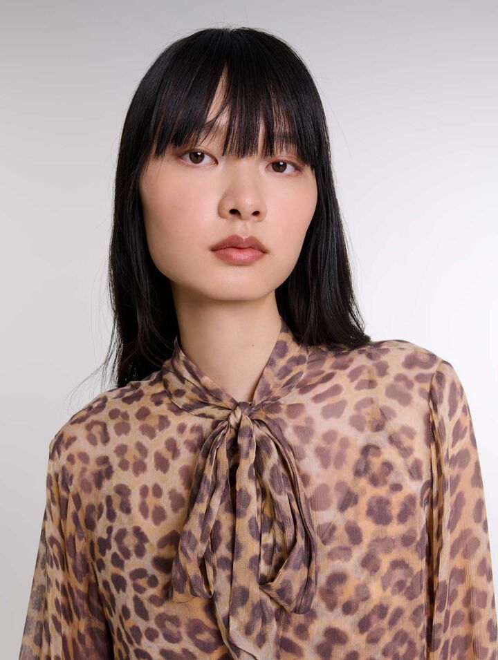 Bluse mit Print Lavallière-Kragen