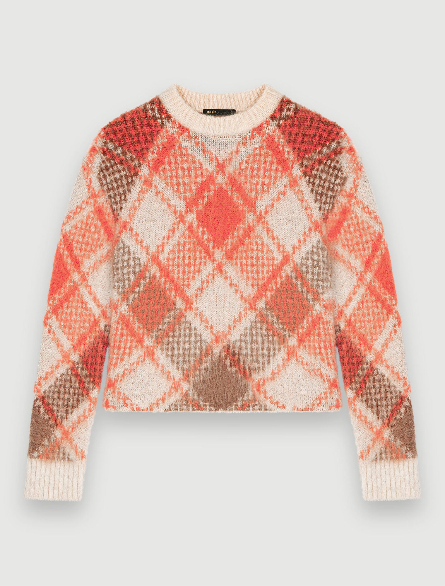 Flauschiger Jacquard-Pullover mit Rauten