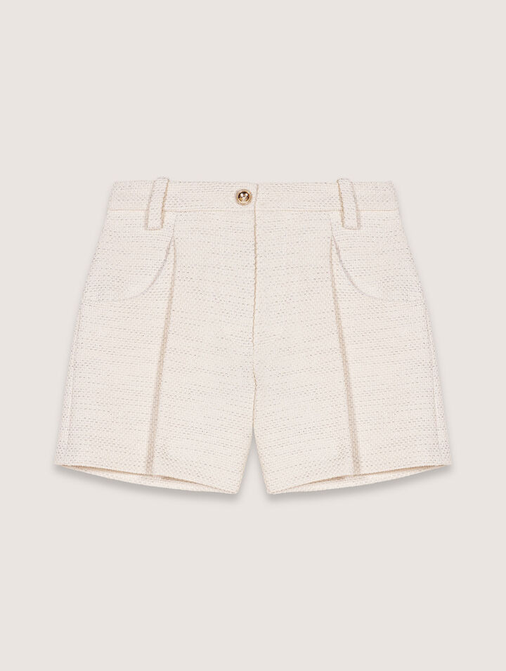 Shorts aus Tweed und Lurex