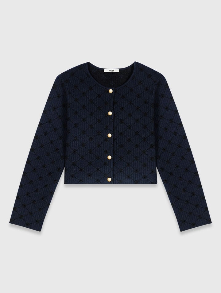 Jacquard-Cardigan mit Pailletten