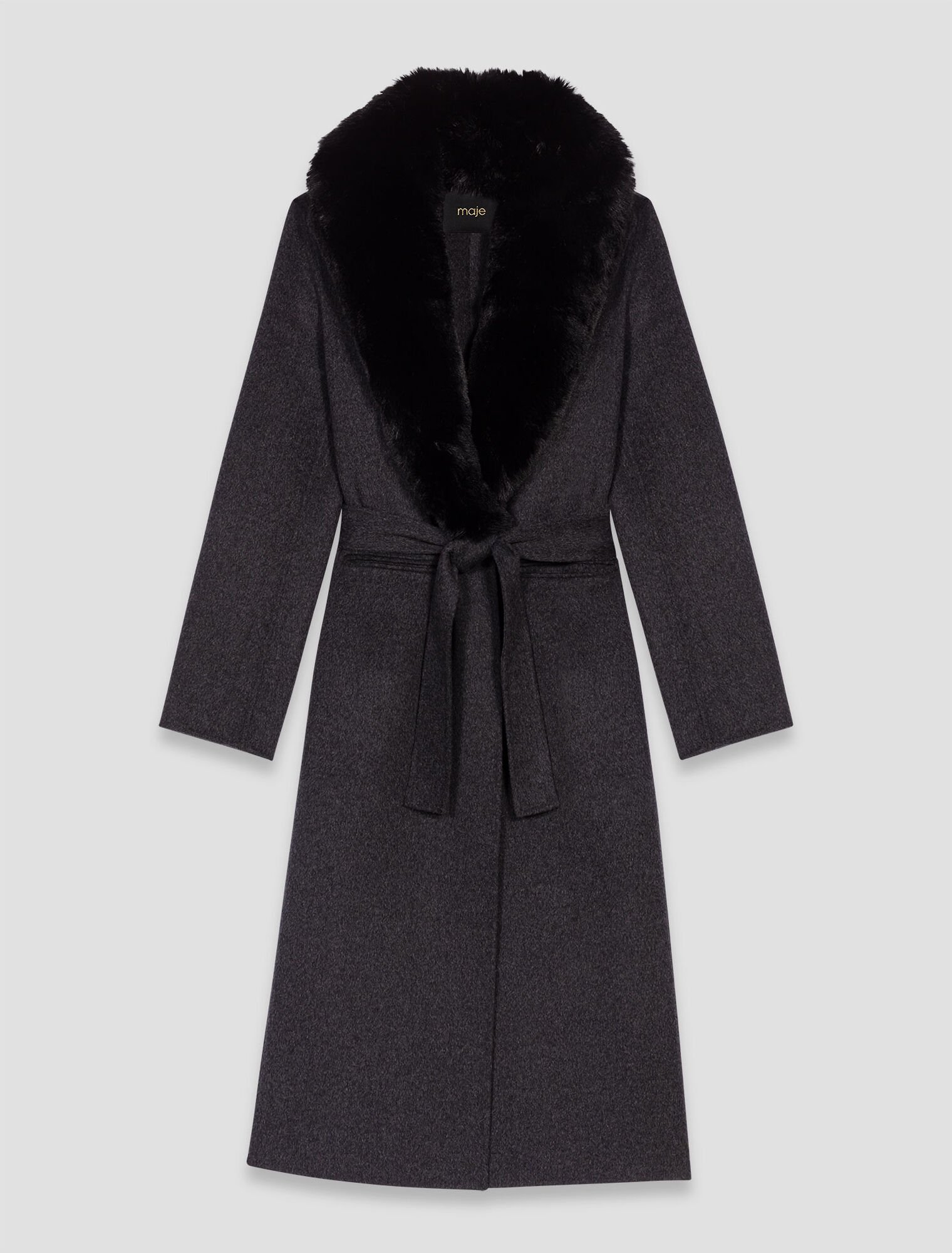 Langer Kunstpelzmantel