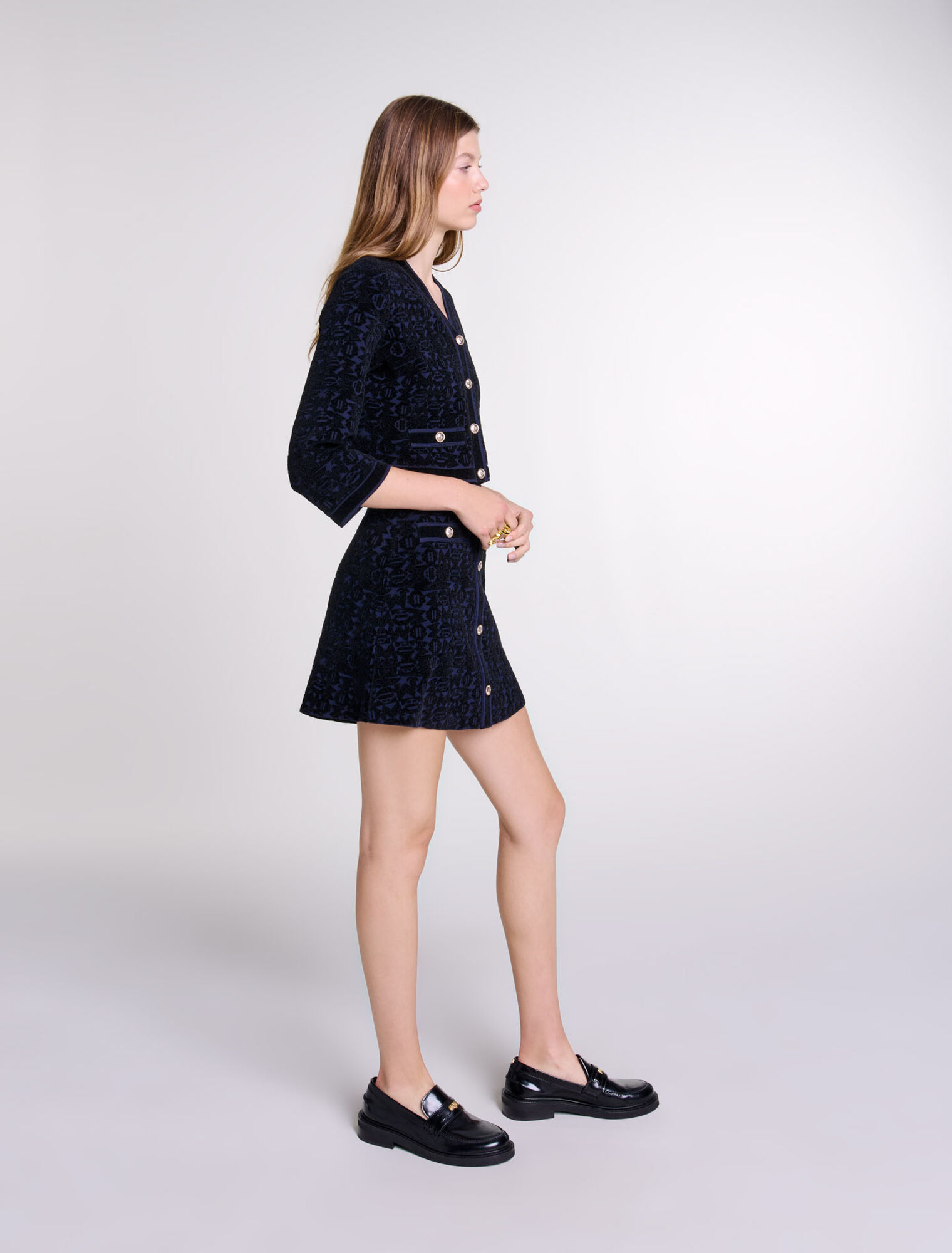 2-in-1-Kleid aus samtigem Strick