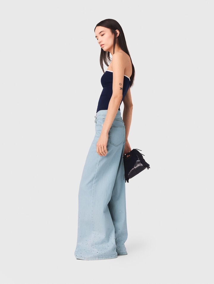 Weite Jeans mit Strass