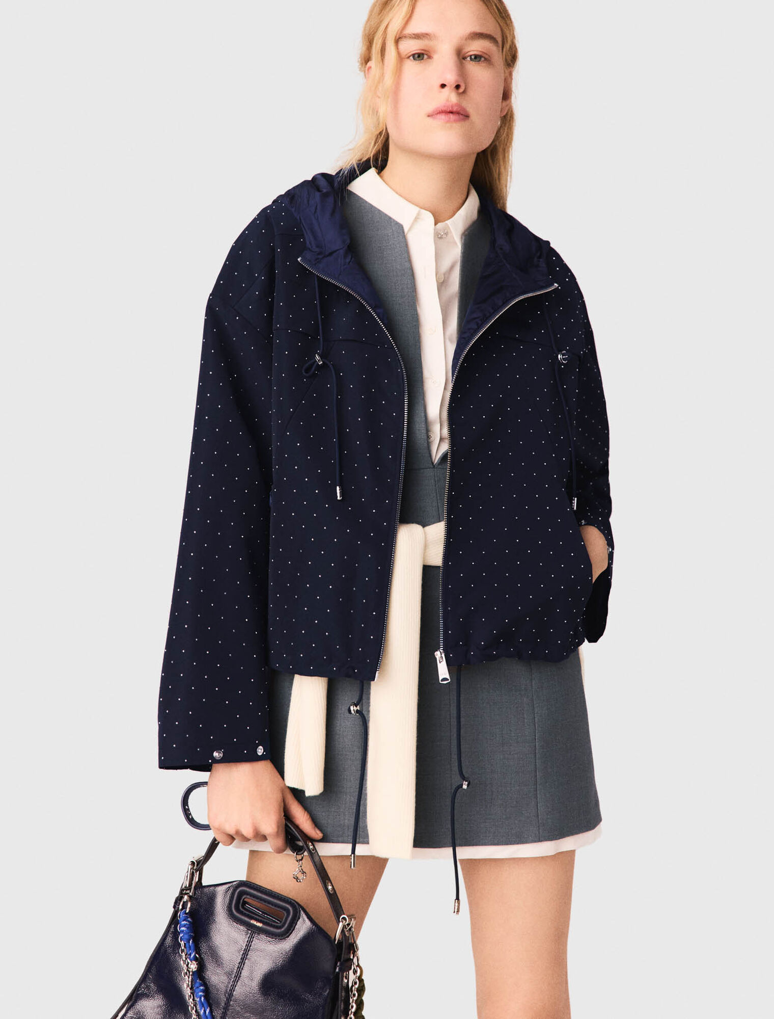 Windjacke mit Strass und Kapuze