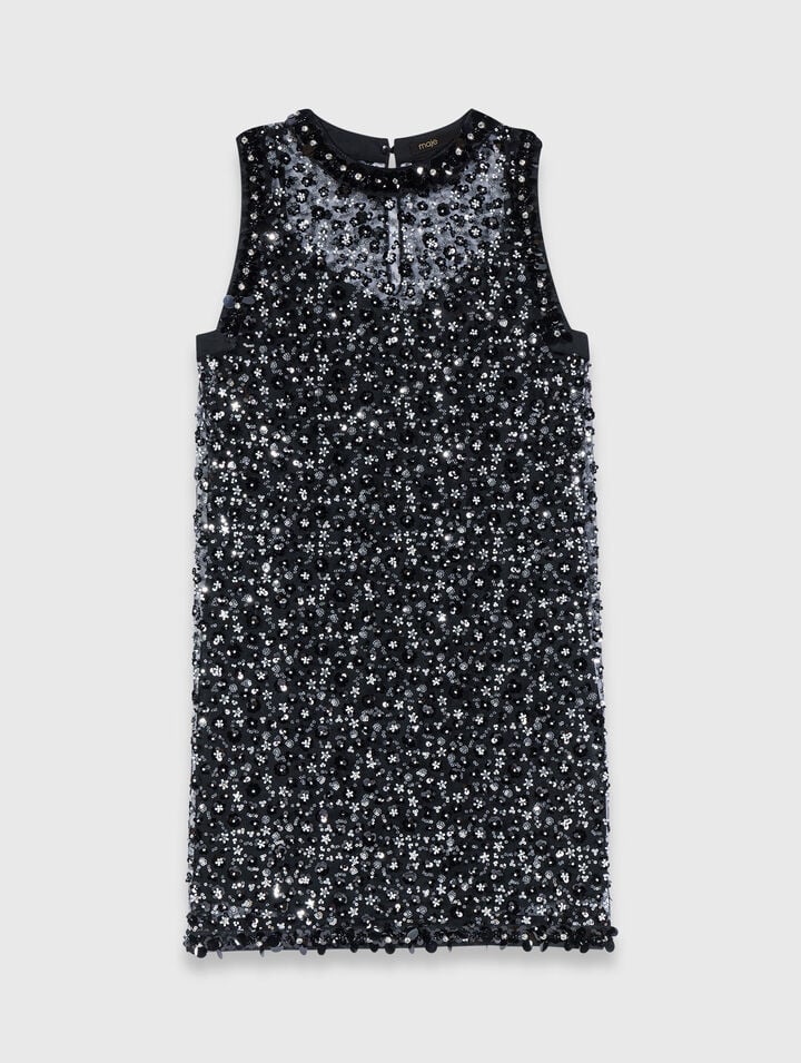 Strass-Kleid mit floralem Print