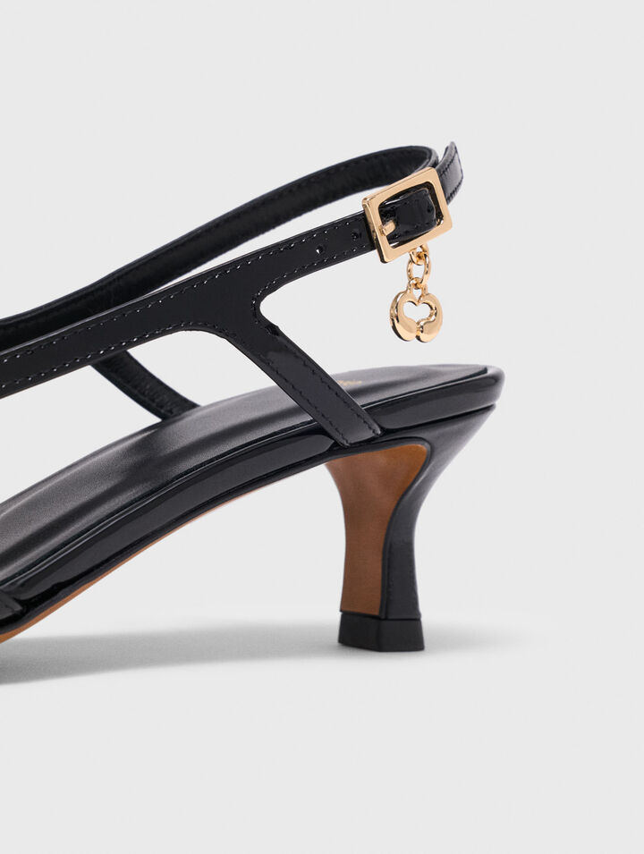 Slingbacks aus Leder und Mesh