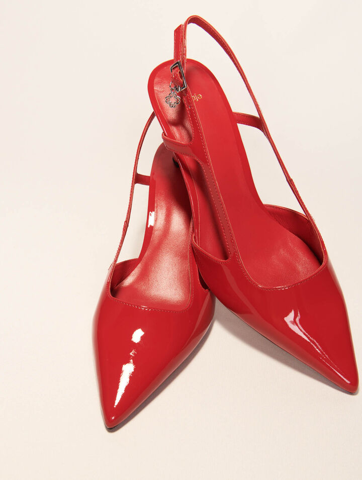 Slingback-Pumps aus Lackleder
