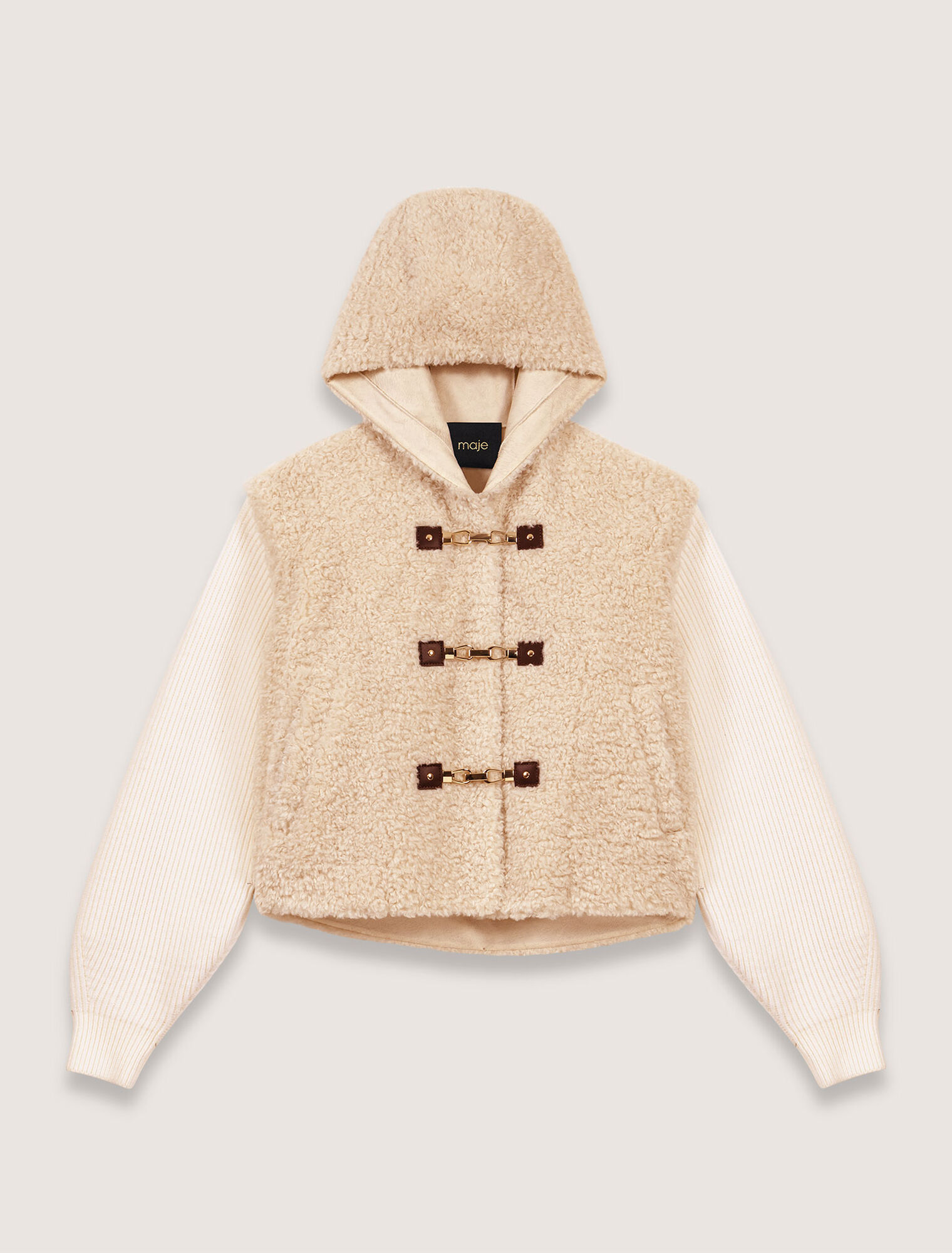 Bi-Material-Blouson aus Kunstpelz