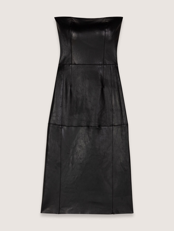 Midi-Bustierkleid aus Stretch-Leder