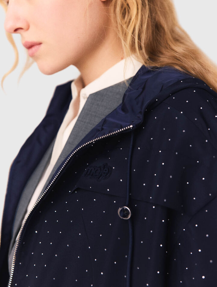 Windjacke mit Strass und Kapuze