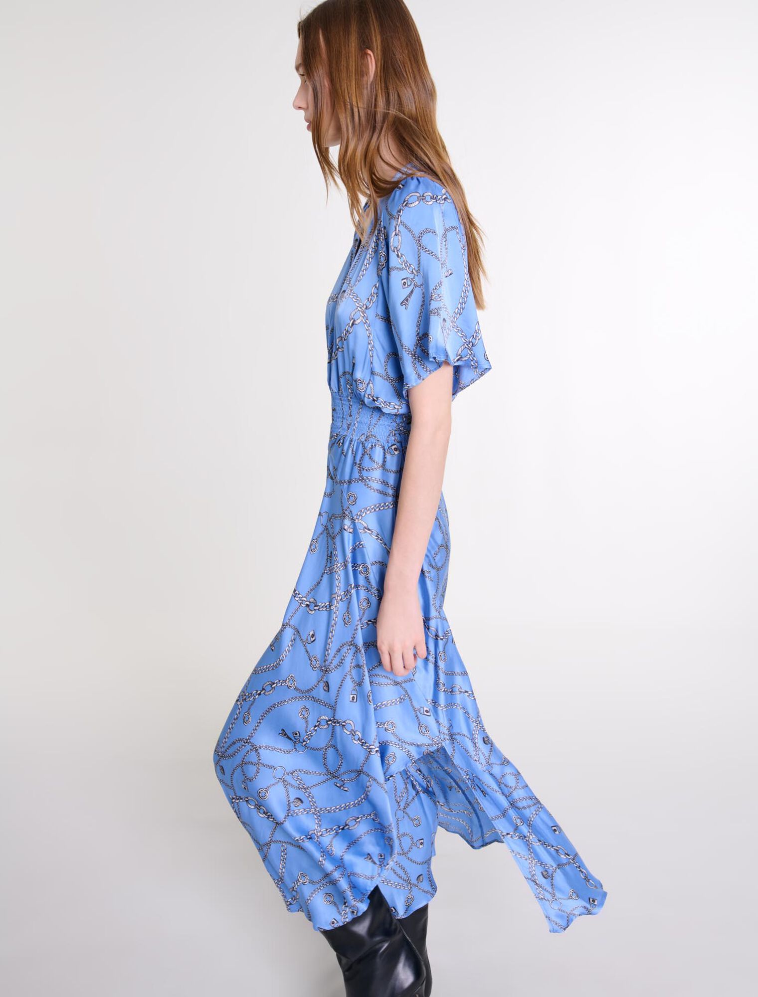 Langes bedrucktes Kleid