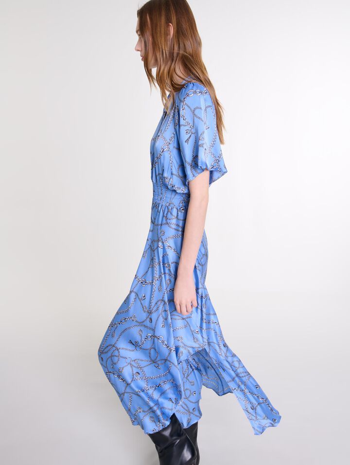 Langes bedrucktes Kleid