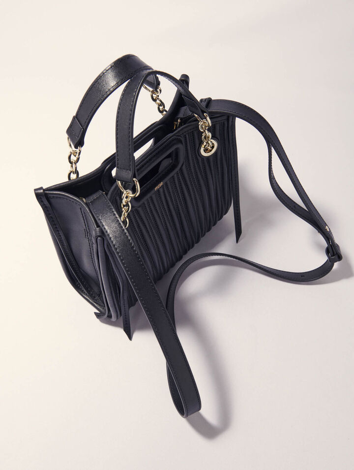 Mini-Einkaufstasche aus gestepptem Leder