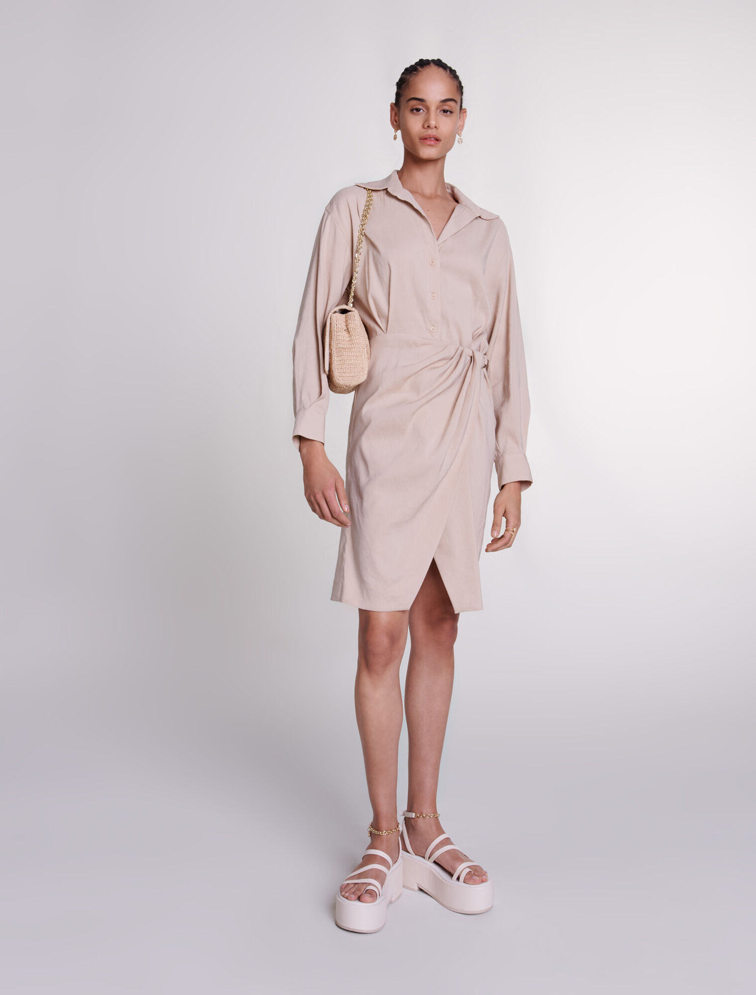 Midi-Kleid aus Leinen