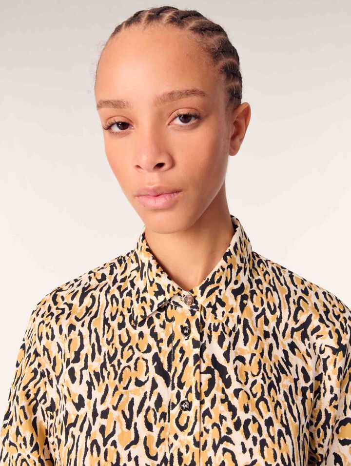 Midi-Kleid mit Leoparden-Print