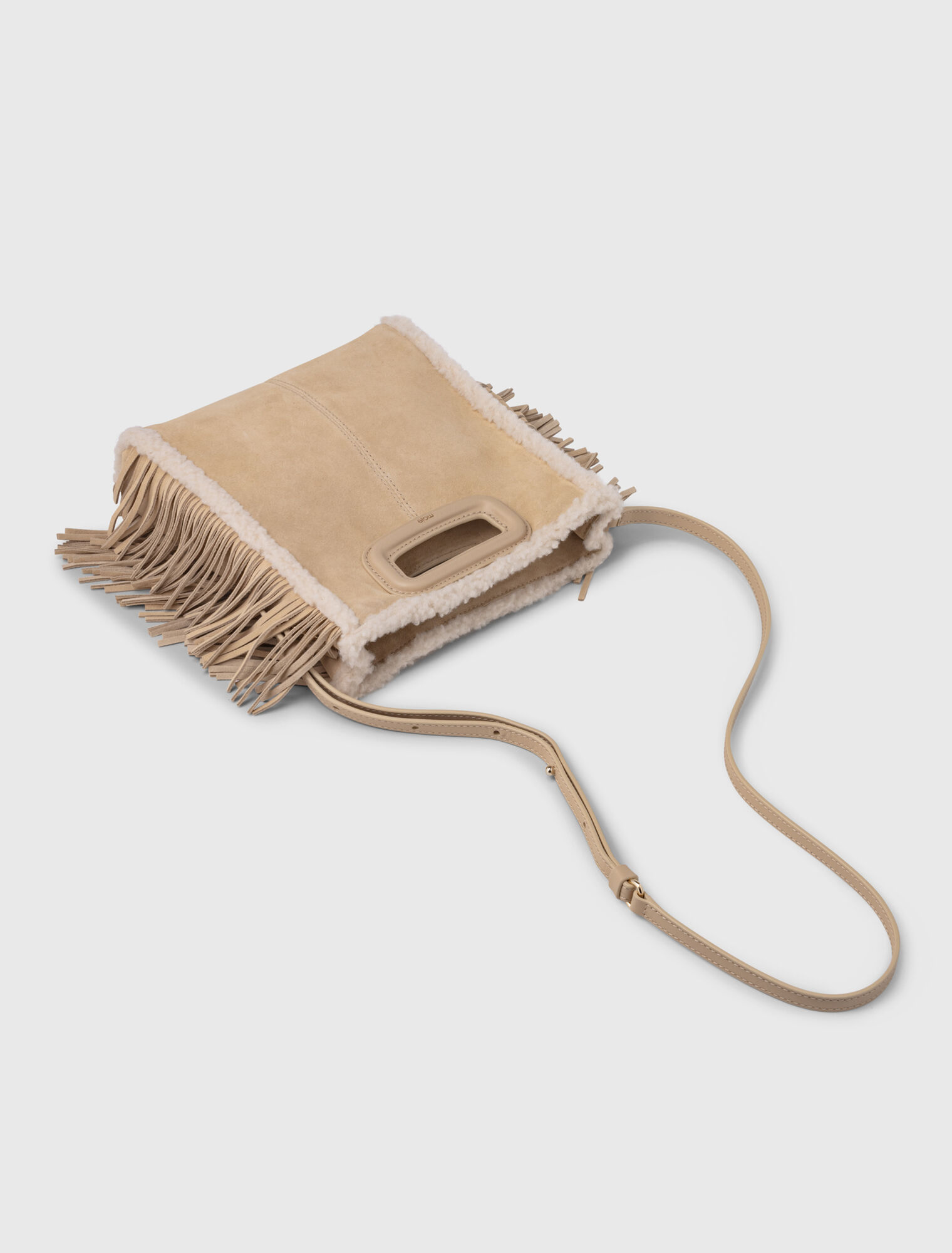 M-Tasche aus Velours und Felloptik
