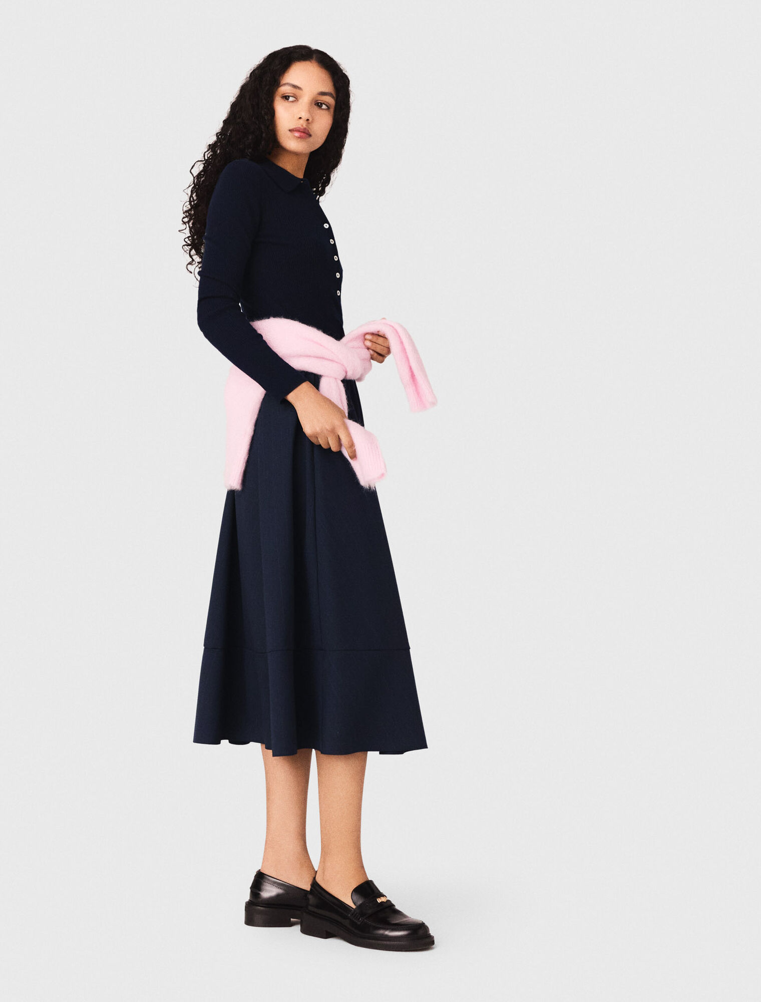 Rippstrickpullover mit Polokragen