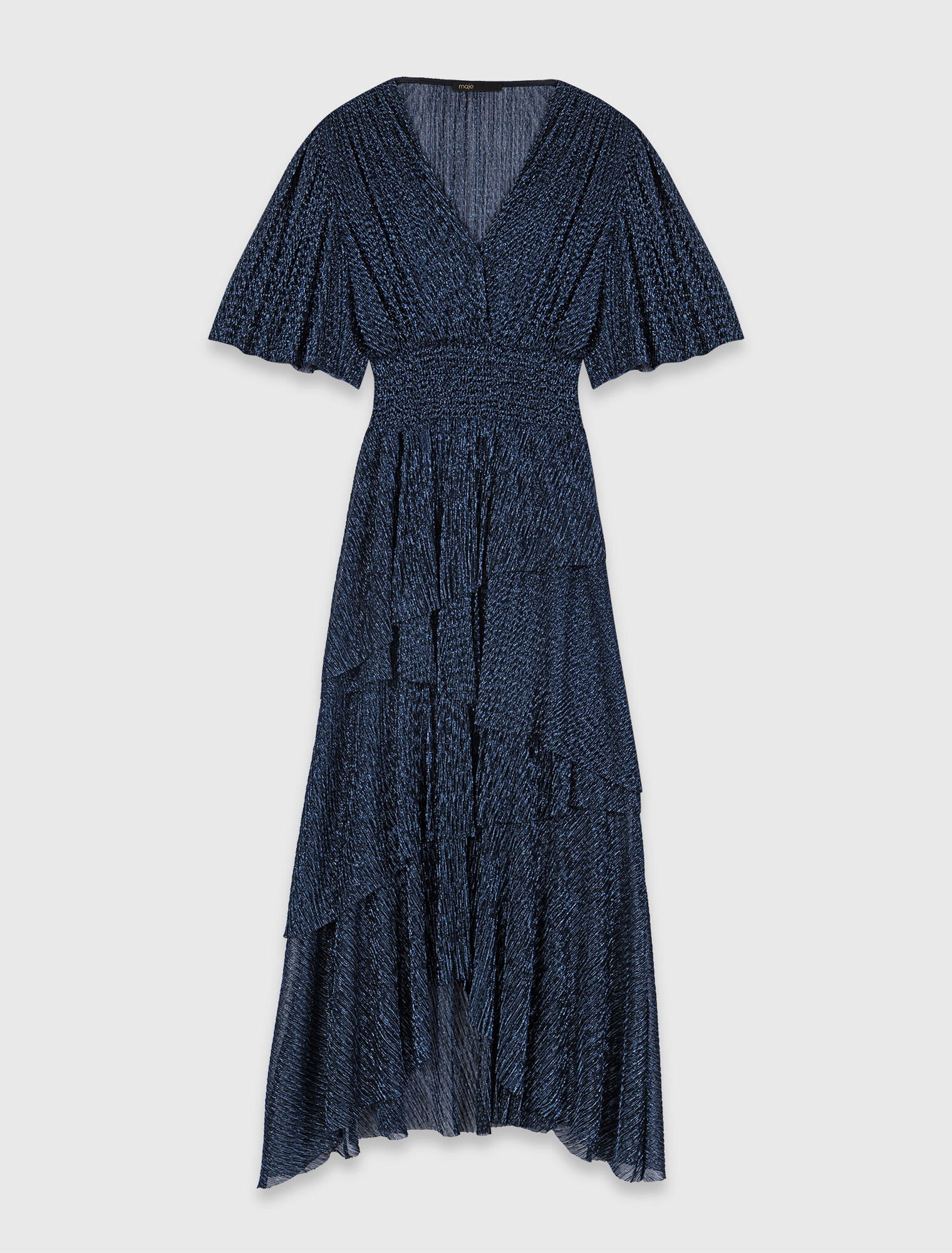 Metallisches Midikleid mit Volants