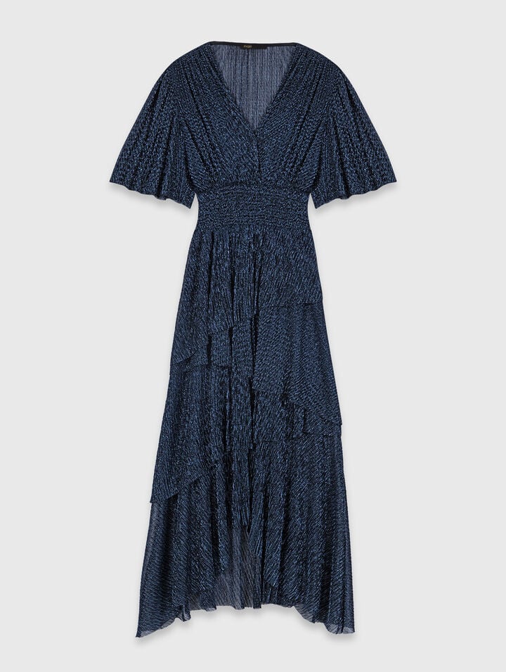 Metallisches Midikleid mit Volants