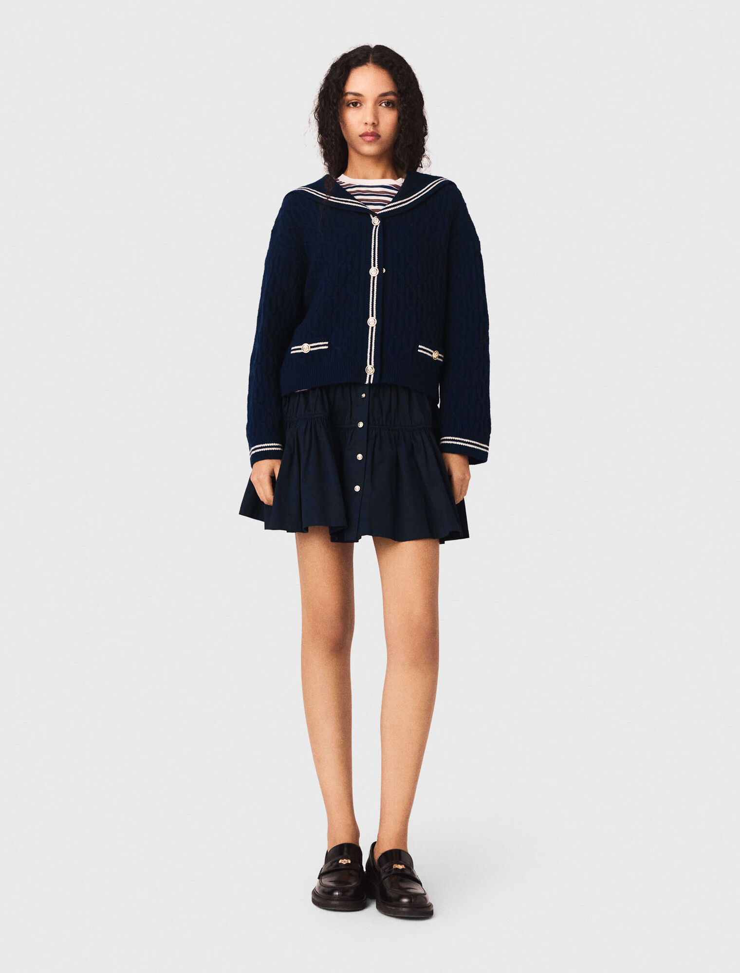 Zopf-Cardigan mit U-Boot-Ausschnitt