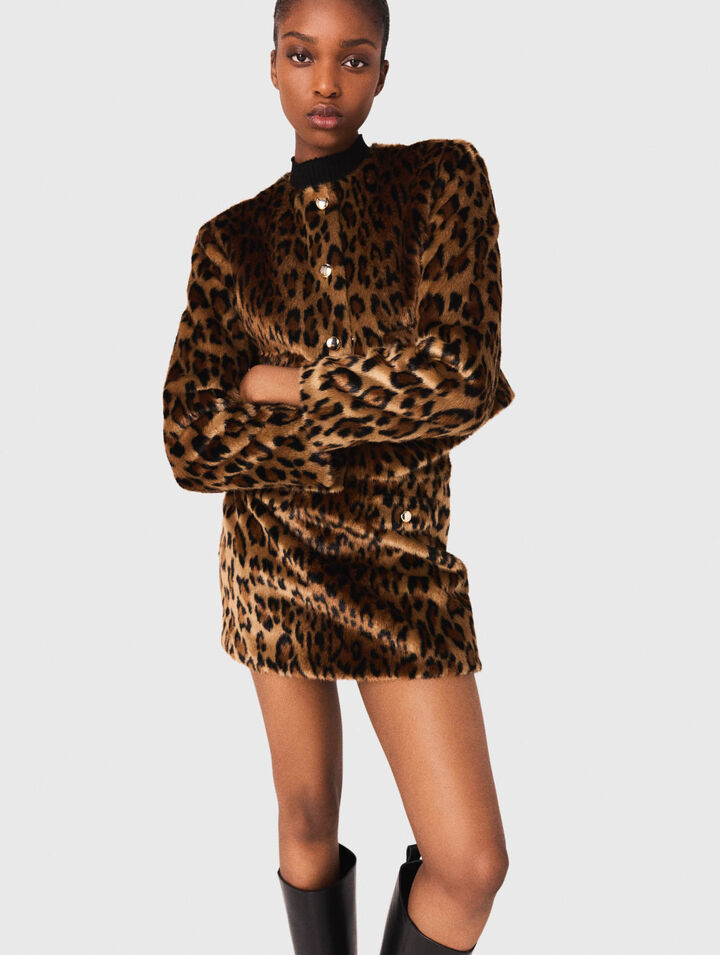 Leopard-Kunstpelzjacke