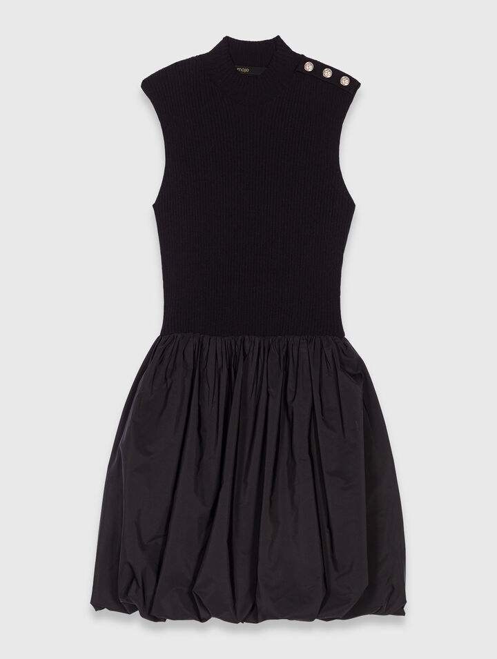 Kurzes Kleid aus Strick und Taffeta