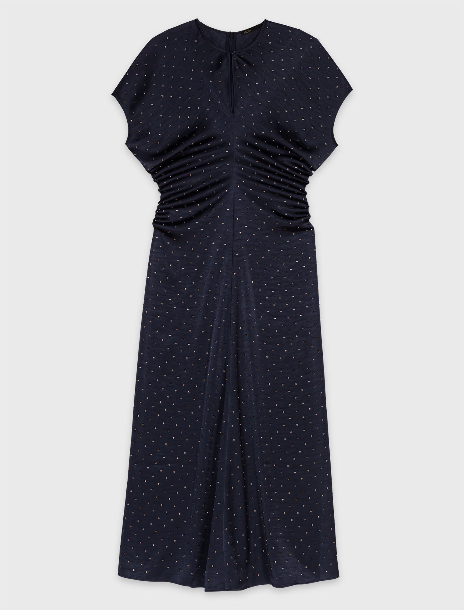 Maxikleid aus Satin mit Nieten