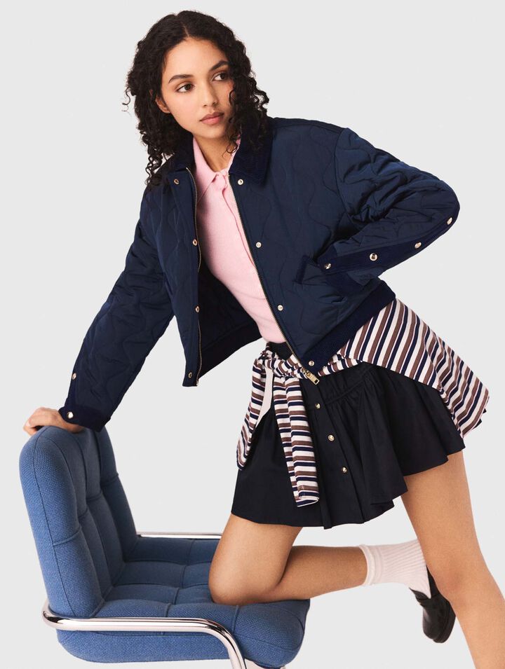 Steppjacke mit Velours-Details