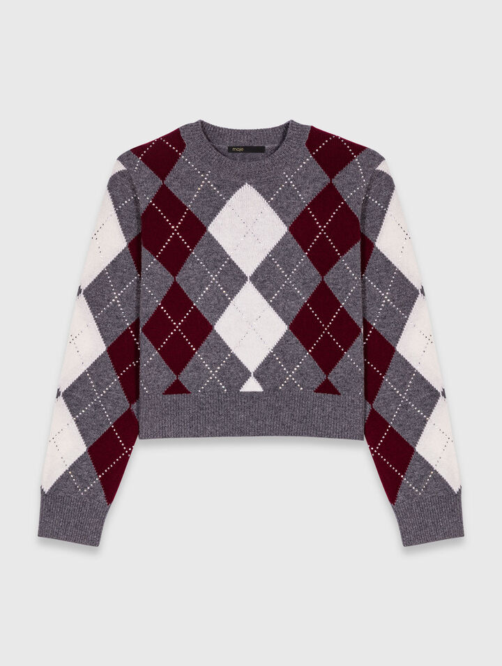 Kurzer Pullover mit Argyle-Muster