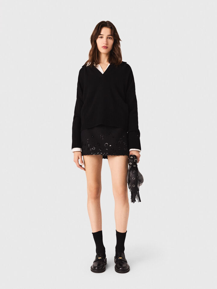 Cardigan mit offenem Polokragen