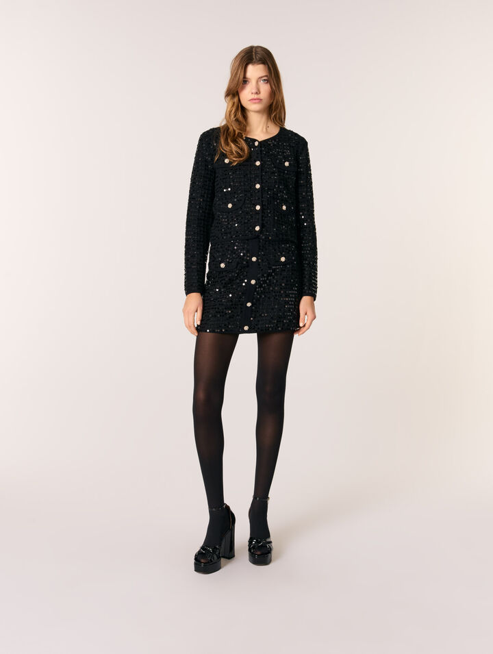 Kurzer Cardigan mit Pailletten