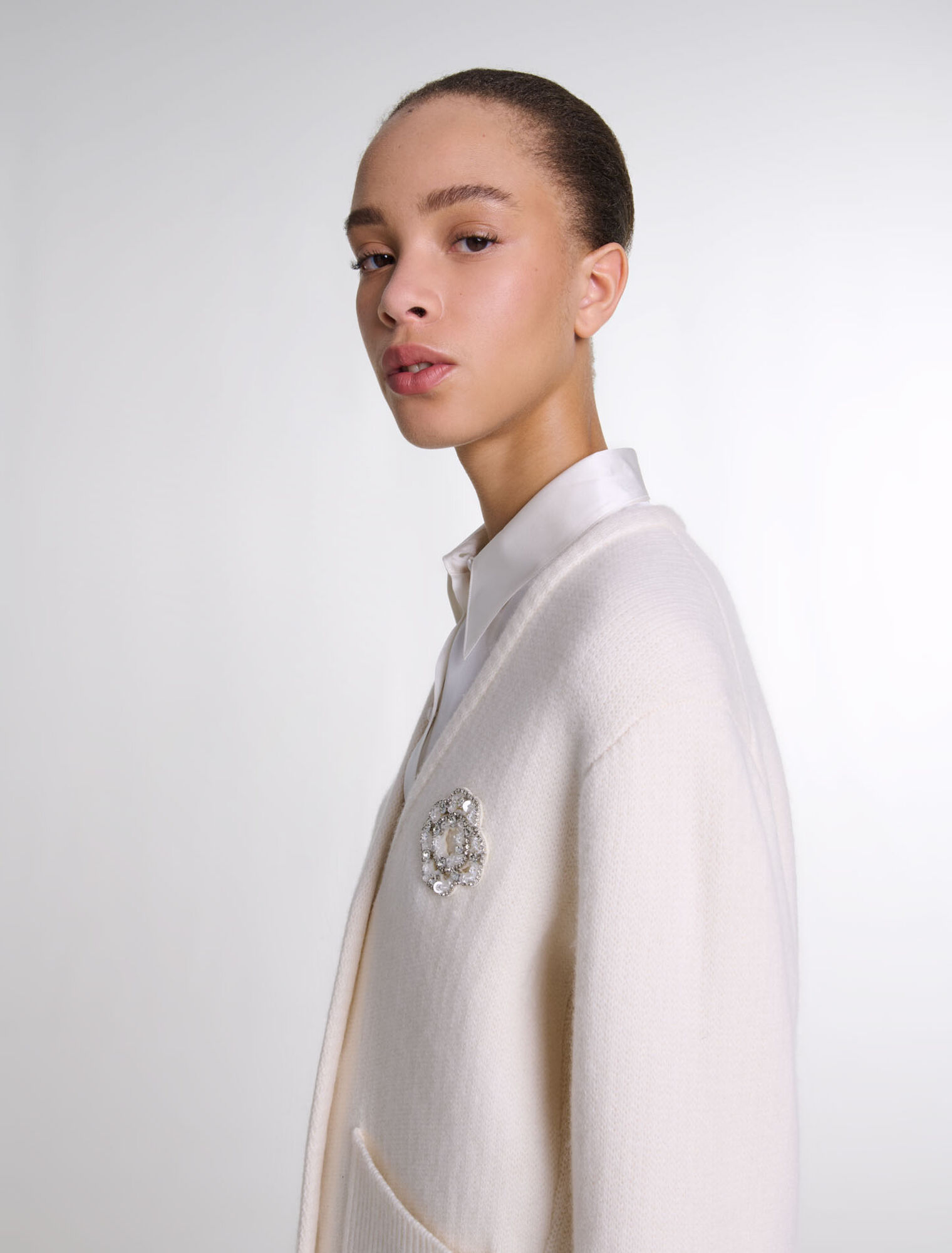 Strickcardigan mit Strass-Clover