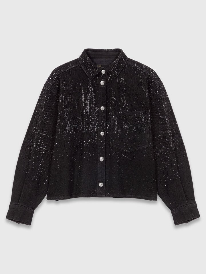 Denimhemd mit Strass