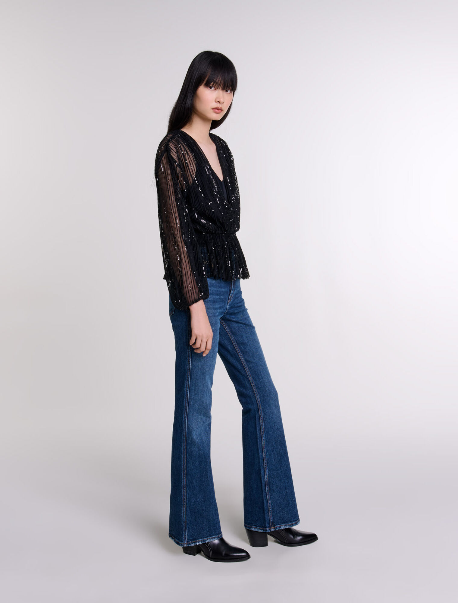 Pailletten-Top mit Gürtel