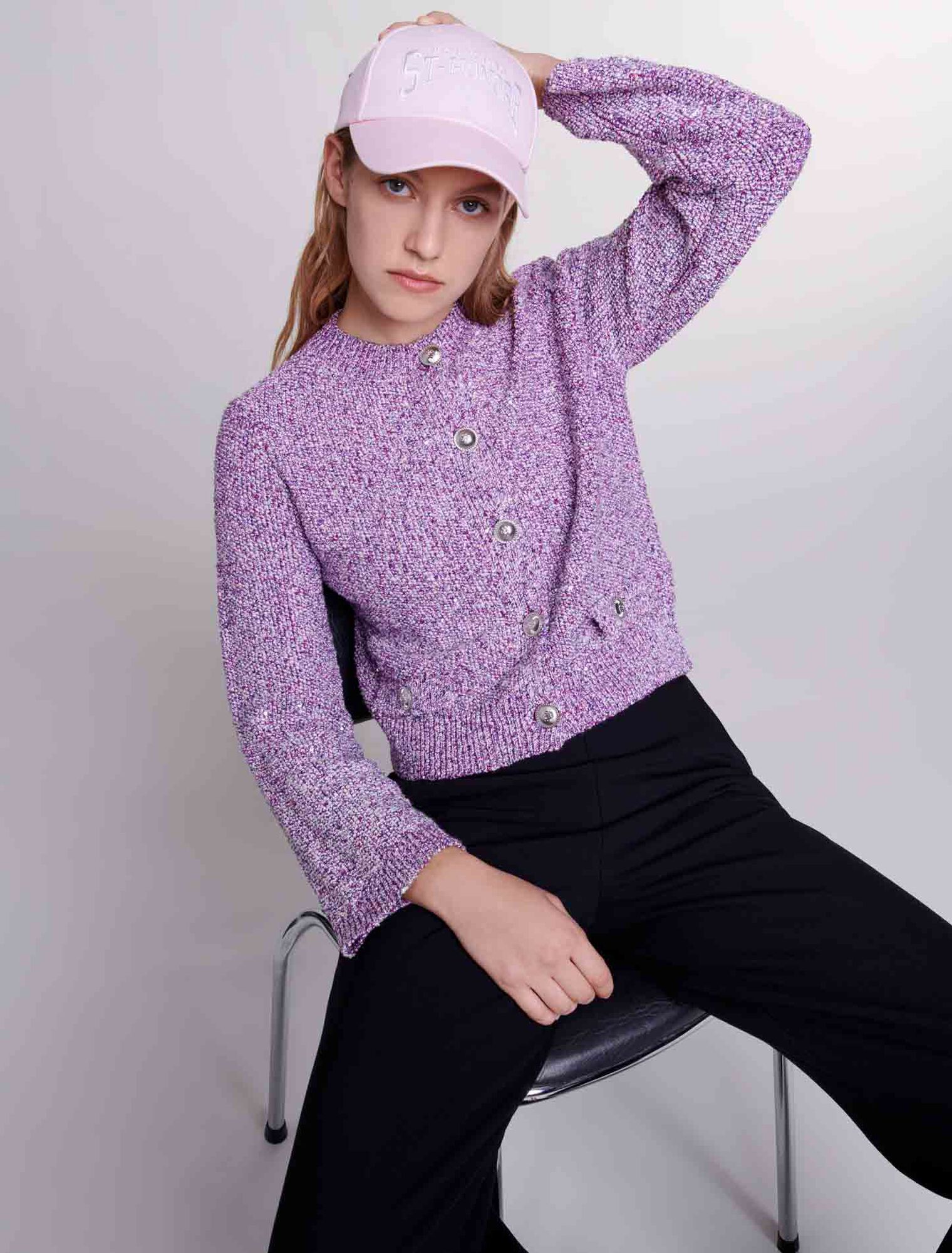 Strick-Cardigan mit Pailletten