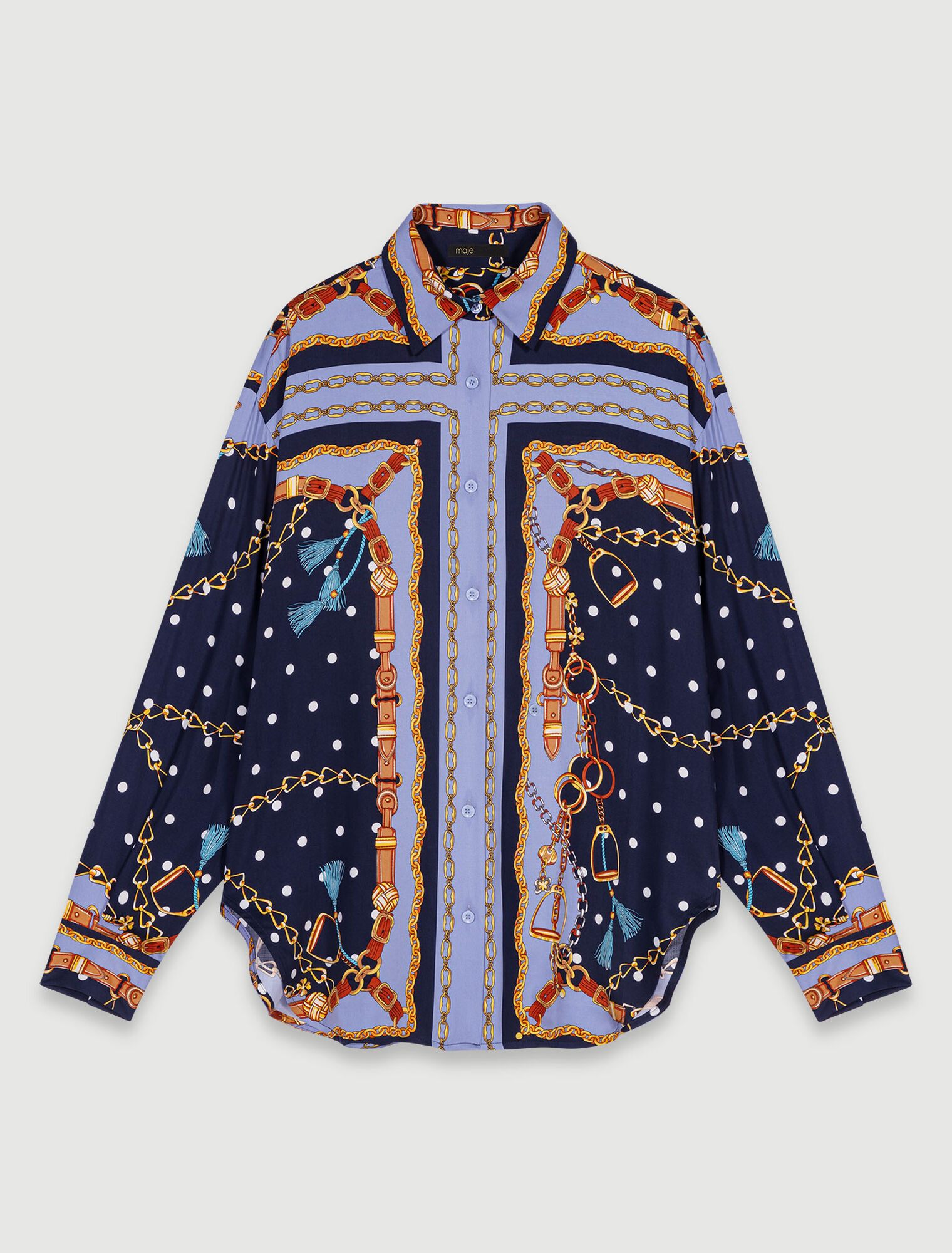 Satinhemd mit Druckmuster