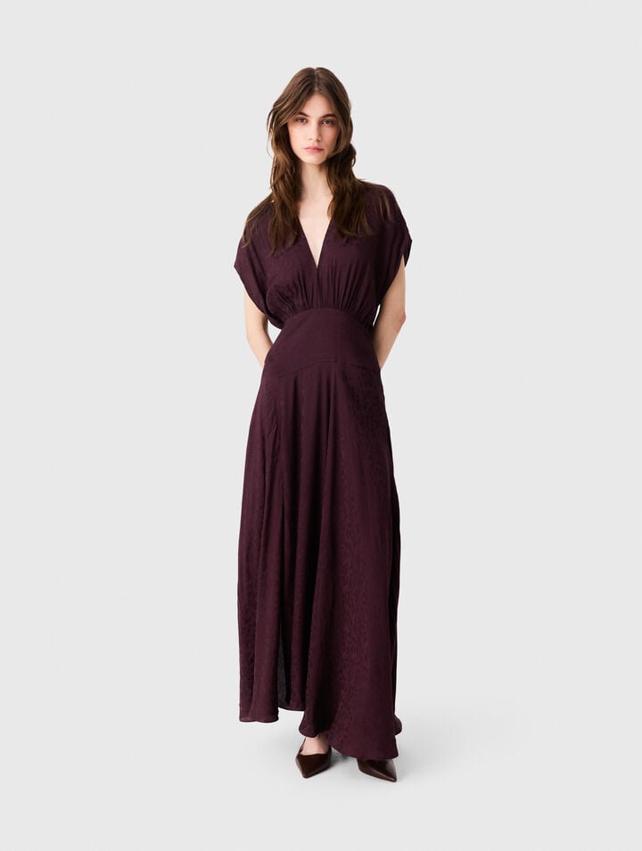 Langes Kleid mit Jacquard-Print
