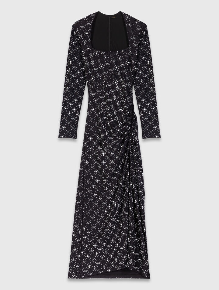 Langes Kleid mit Perlen und Strass