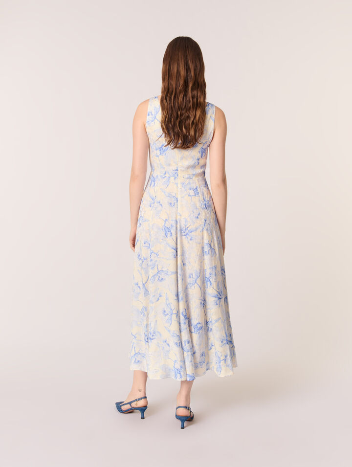 Langes Kleid mit Print und Schnürung