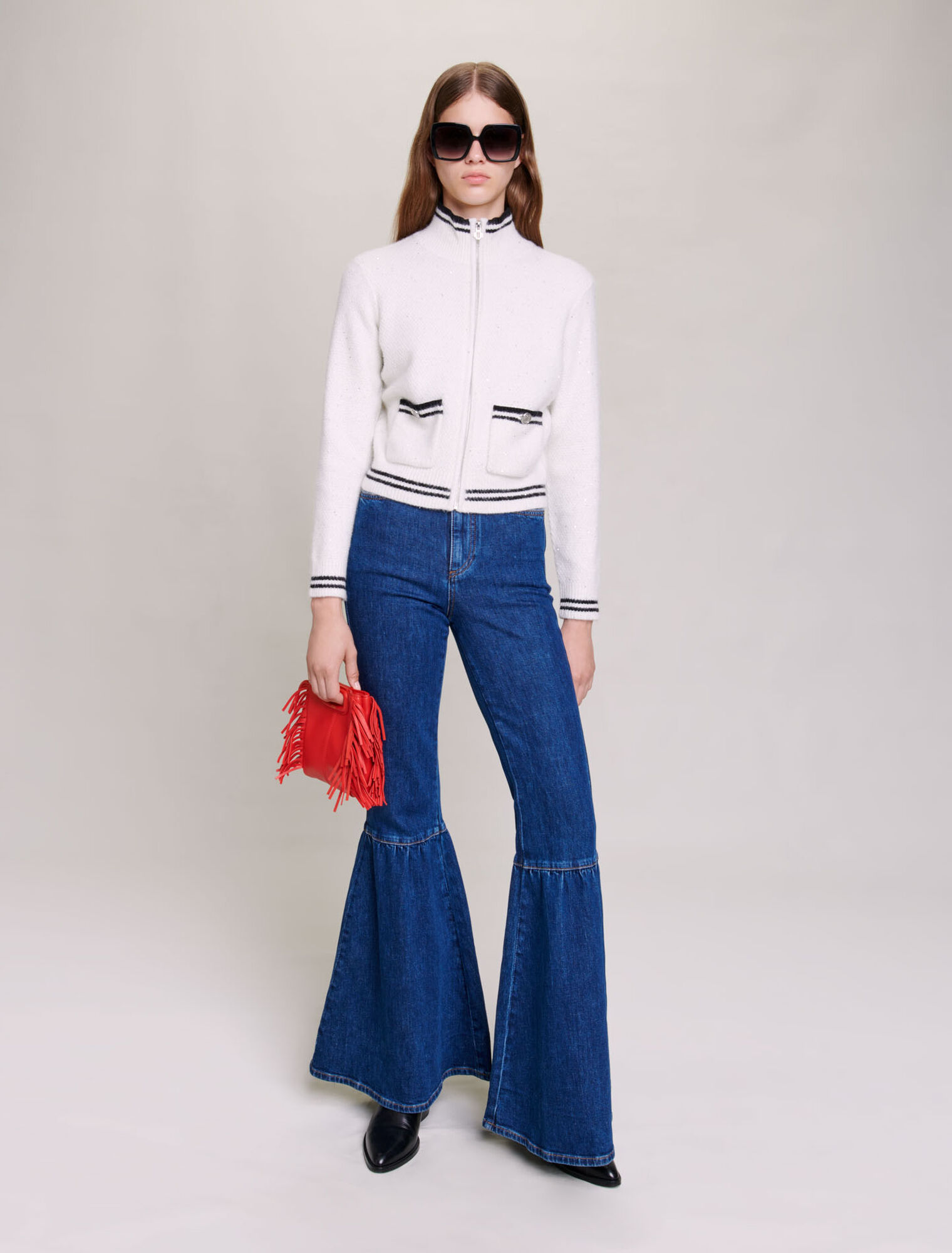 Strick-Cardigan mit Pailetten